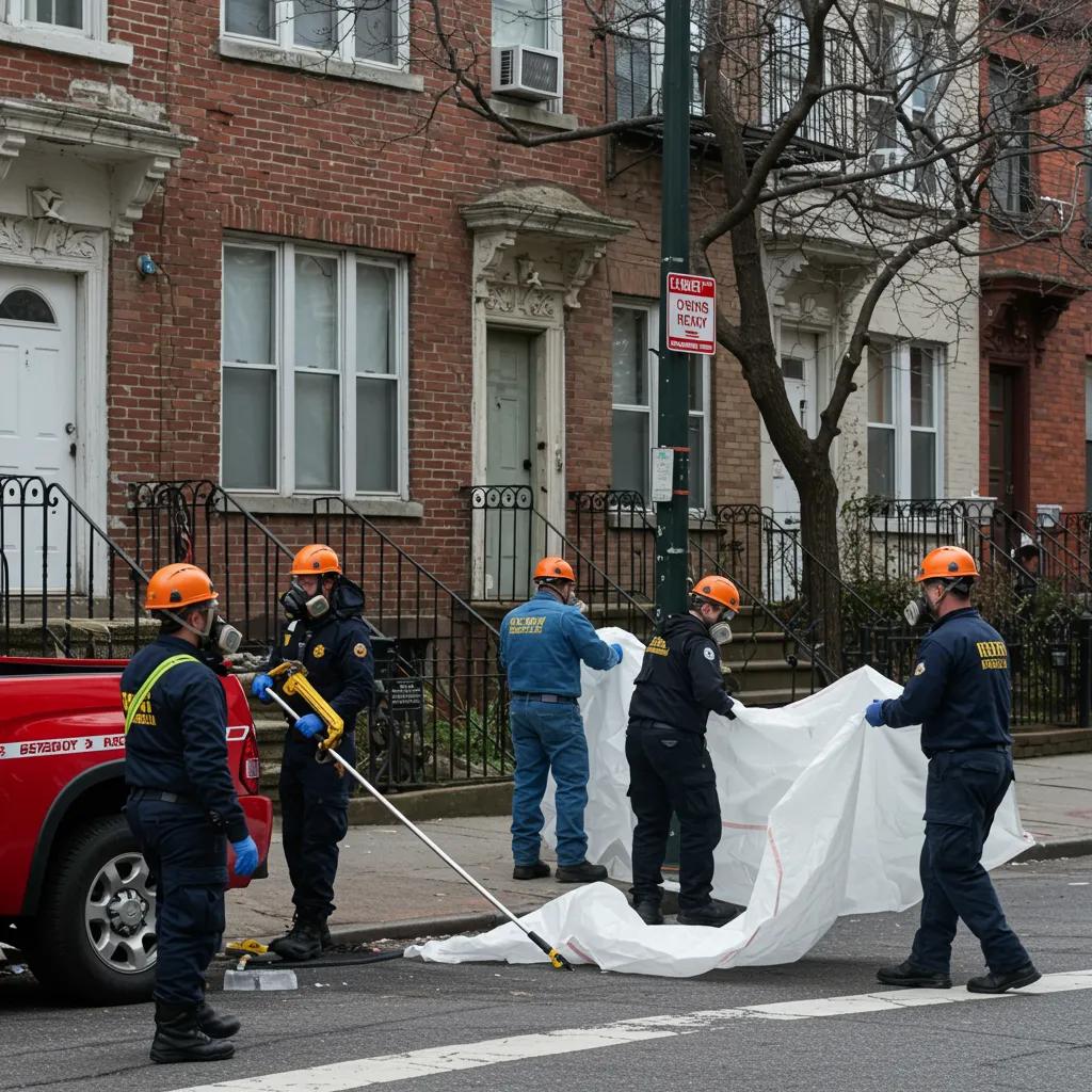 Rapid response team mobilizing for emergency asbestos removal in Brooklyn