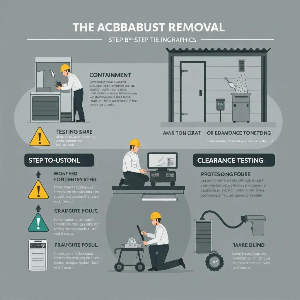 Step-by-step asbestos abatement process in Brooklyn showing testing, containment, removal, and clearance