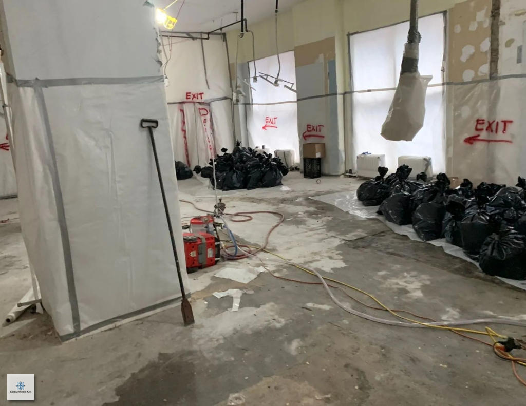 Key steps in the asbestos removal process including inspection and air quality testing